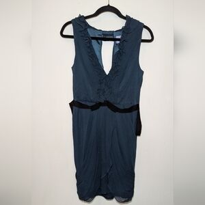Vera Wang Lavender Label 100% Silk Teal Blue Sleeveless Dress Women's Size 6*